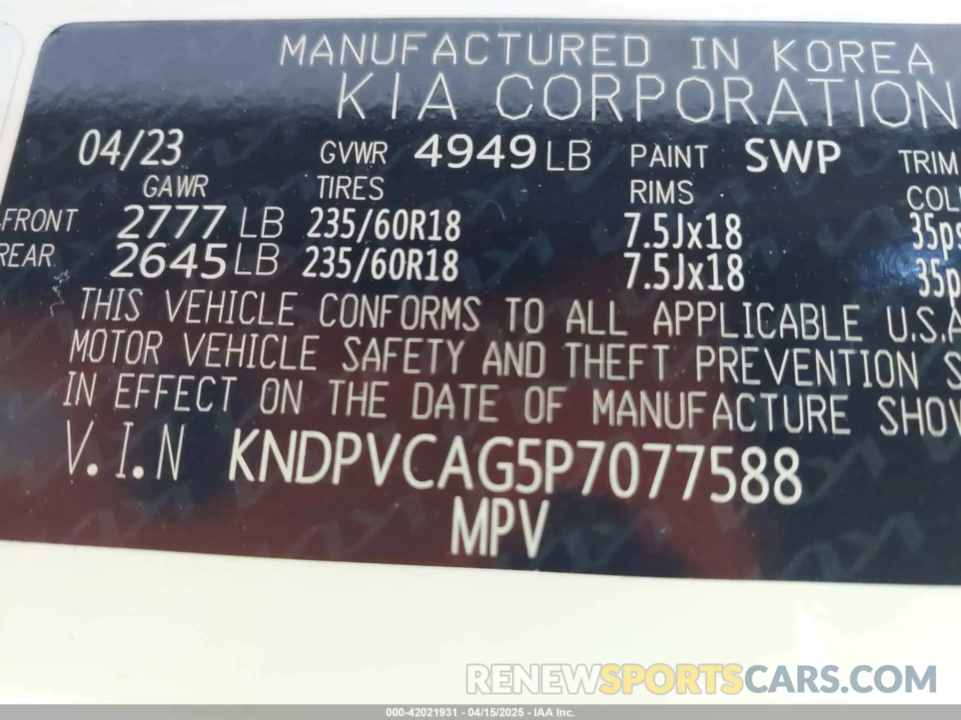 9 fotografías del automóvil dañado KNDPVCAG5P7077588 KIA SPORTAGE HYBRID 2023