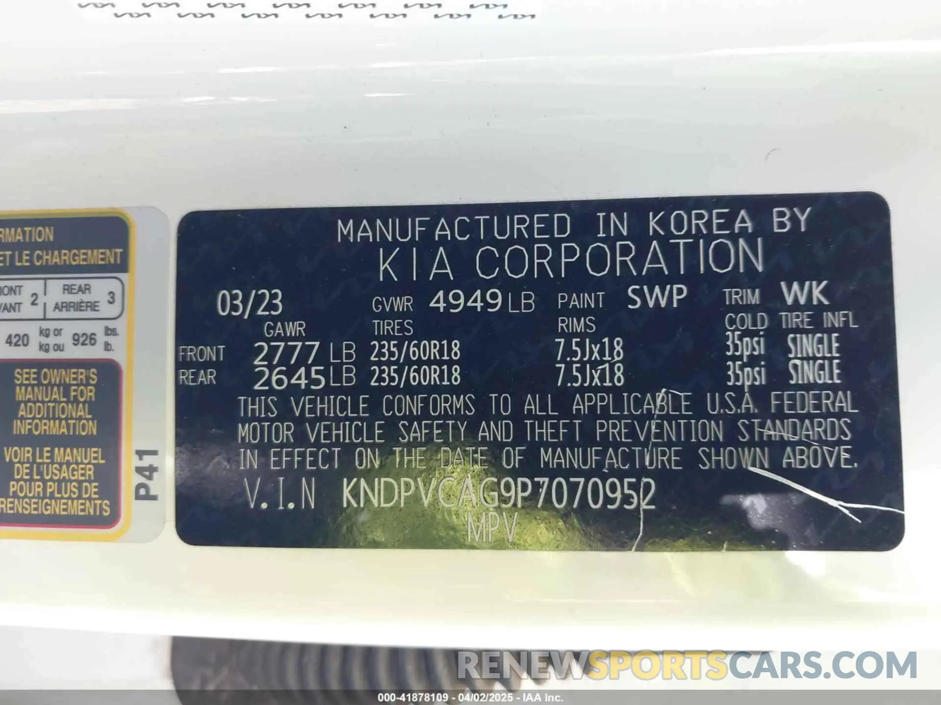 9 fotografías del automóvil dañado KNDPVCAG9P7070952 KIA SPORTAGE HYBRID 2023
