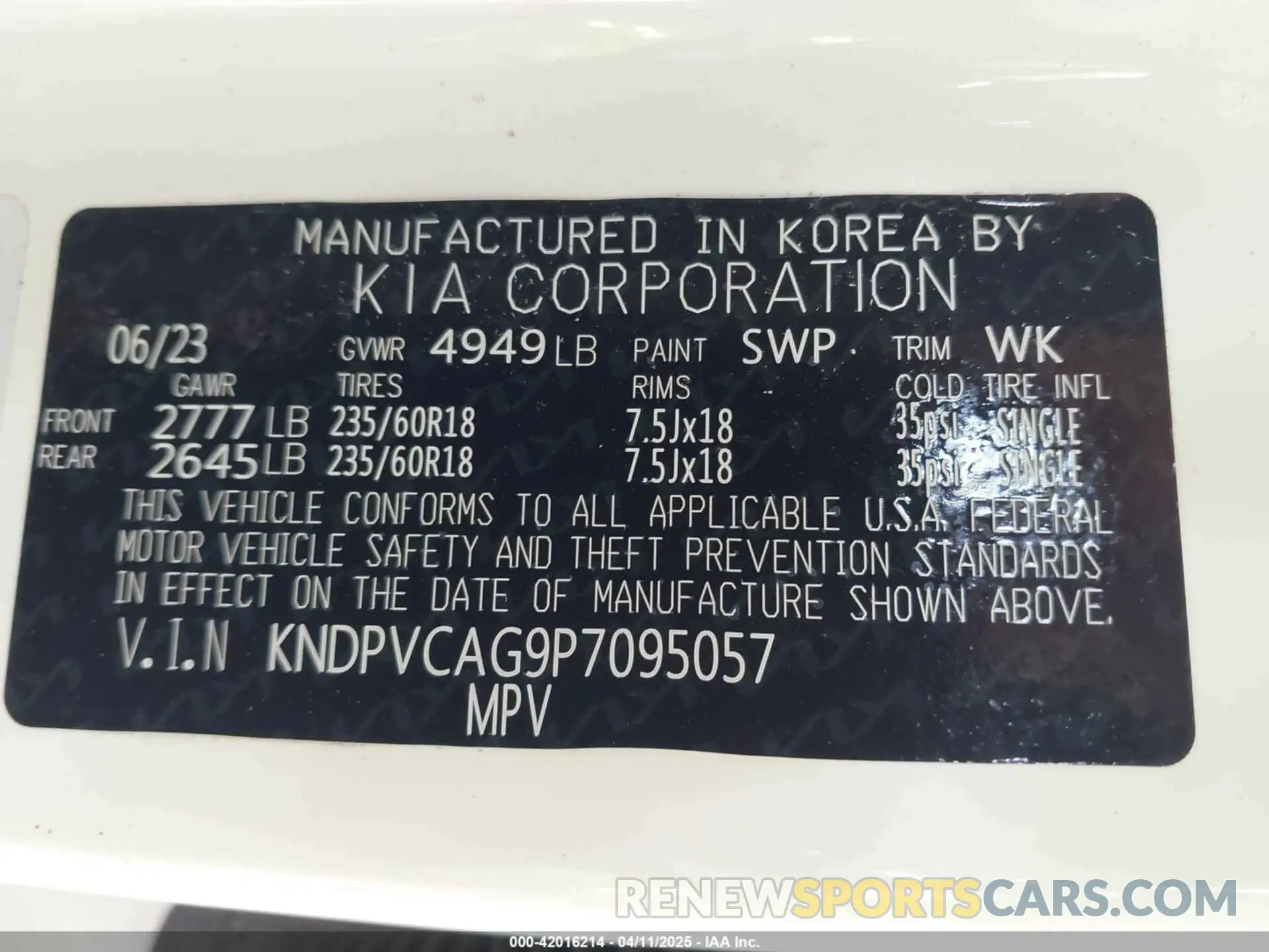 9 fotografías del automóvil dañado KNDPVCAG9P7095057 KIA SPORTAGE HYBRID 2023