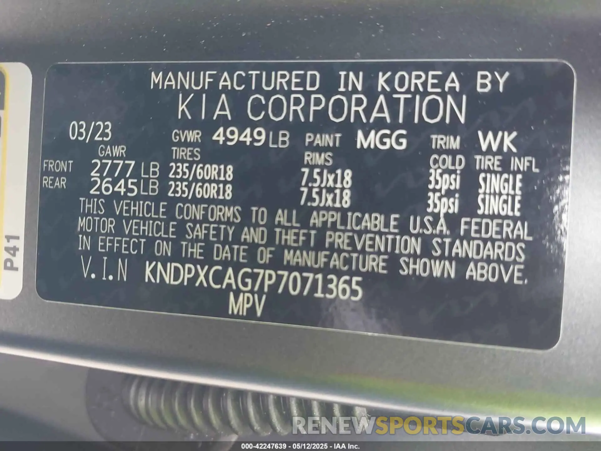 9 fotografías del automóvil dañado KNDPXCAG7P7071365 KIA SPORTAGE HYBRID 2023