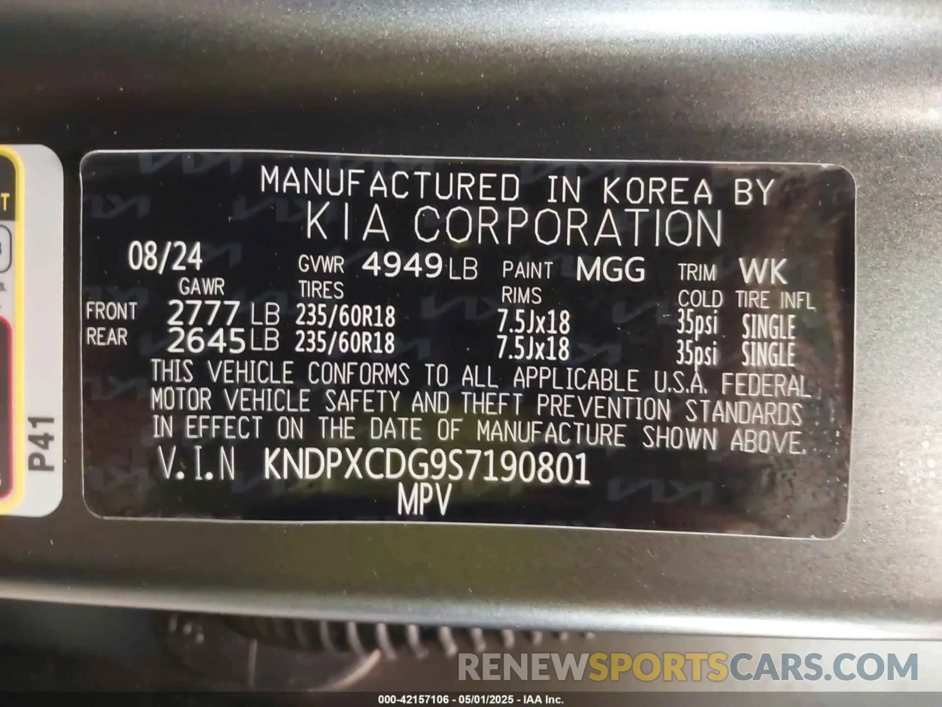 9 fotografías del automóvil dañado KNDPXCDG9S7190801 KIA SPORTAGE HYBRID 2025