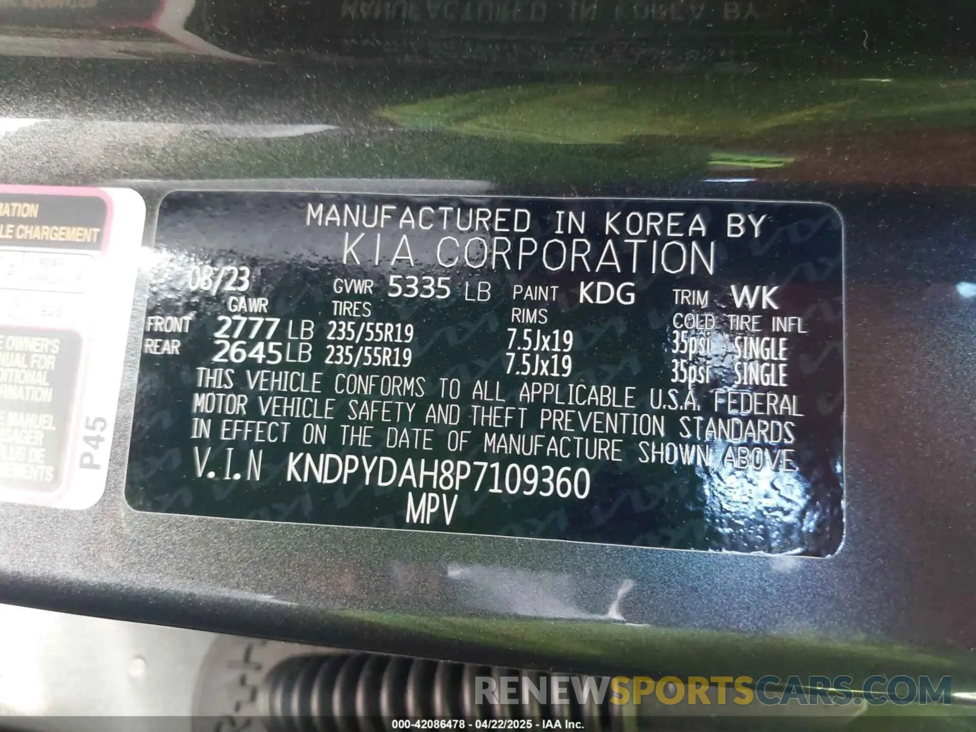 9 fotografías del automóvil dañado KNDPYDAH8P7109360 KIA SPORTAGE PLUG-IN HYBRID 2023