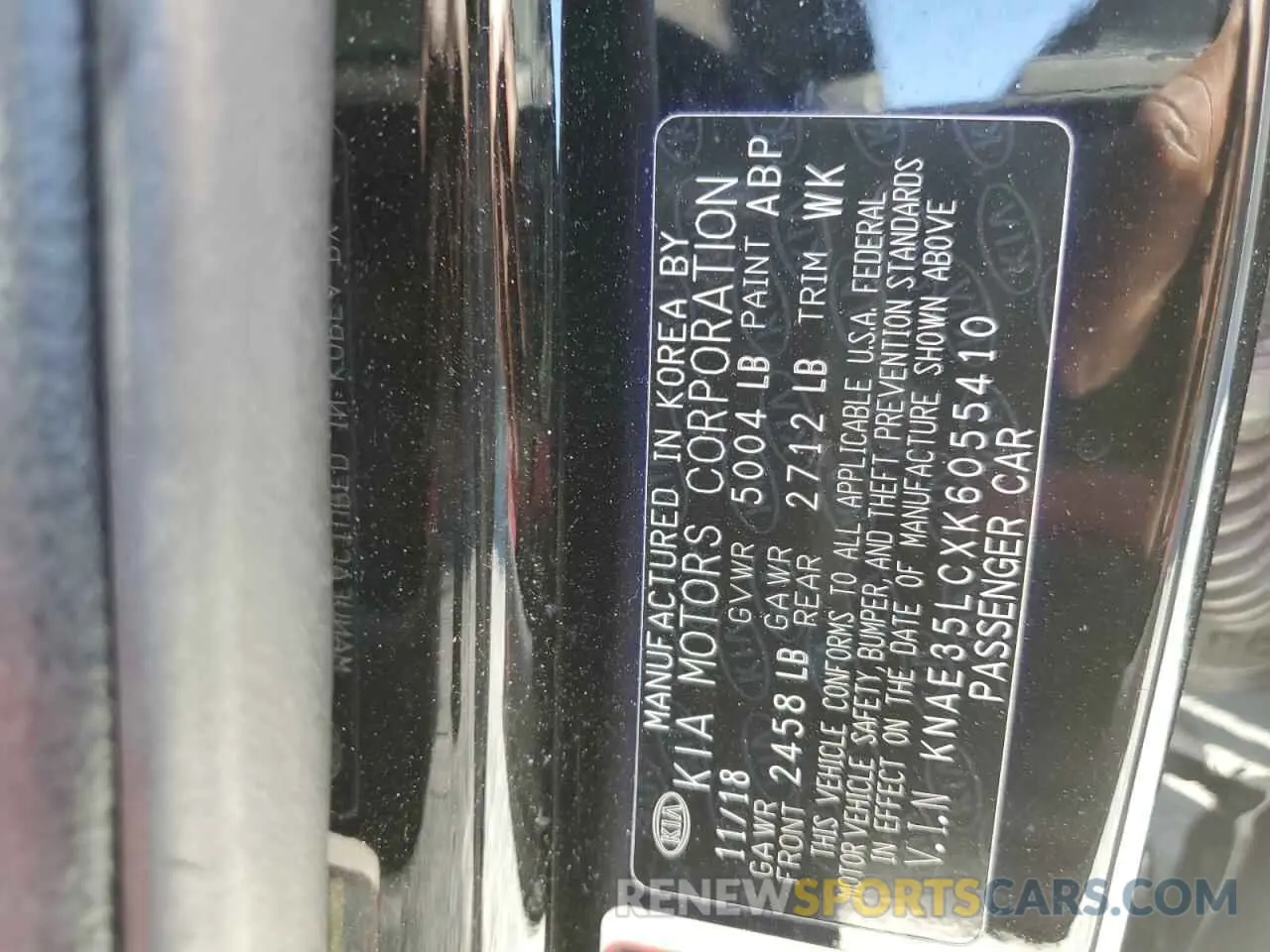13 fotografías del automóvil dañado KNAE35LCXK6055410 KIA STINGER 2019