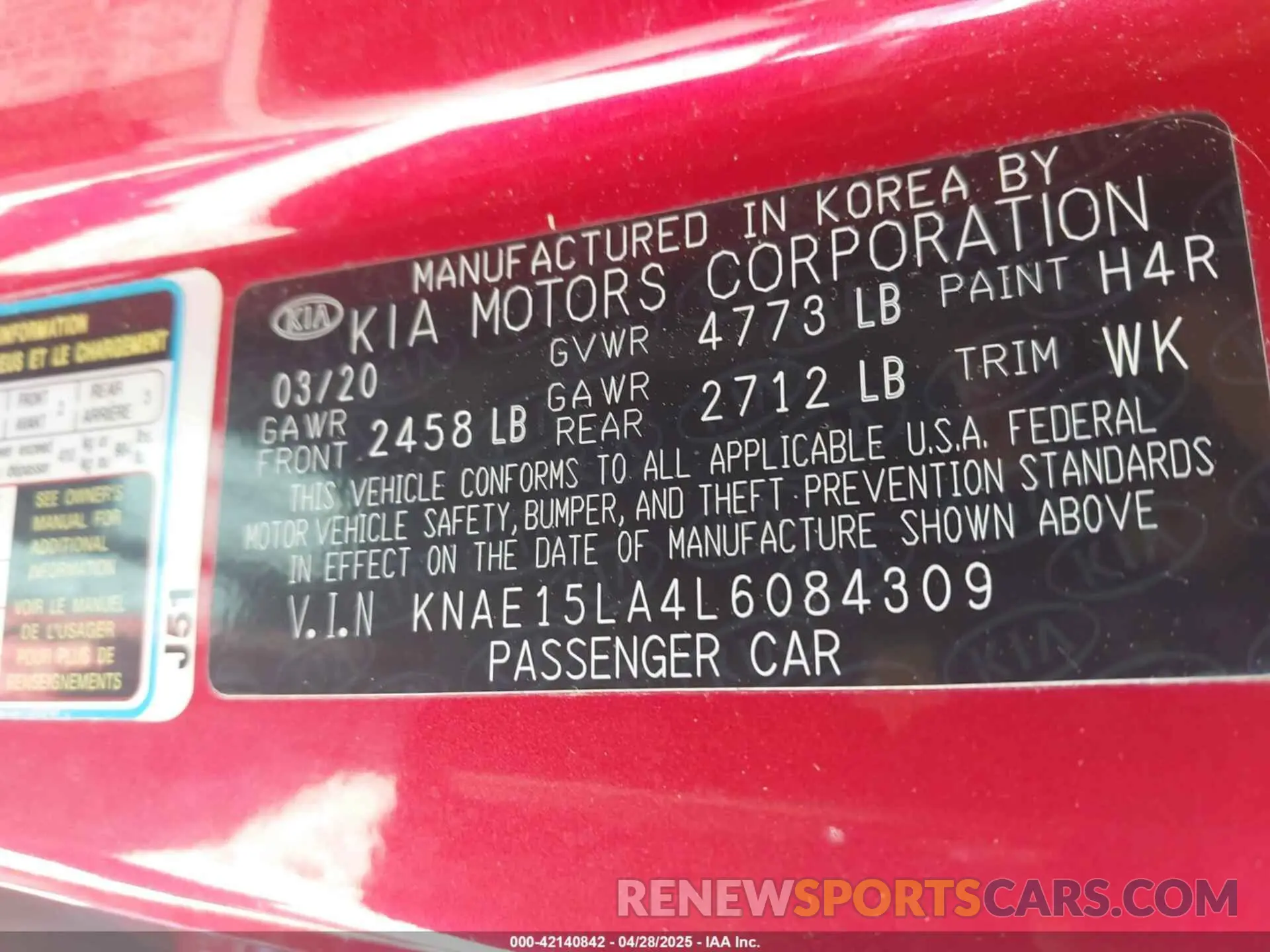 9 fotografías del automóvil dañado KNAE15LA4L6084309 KIA STINGER 2020