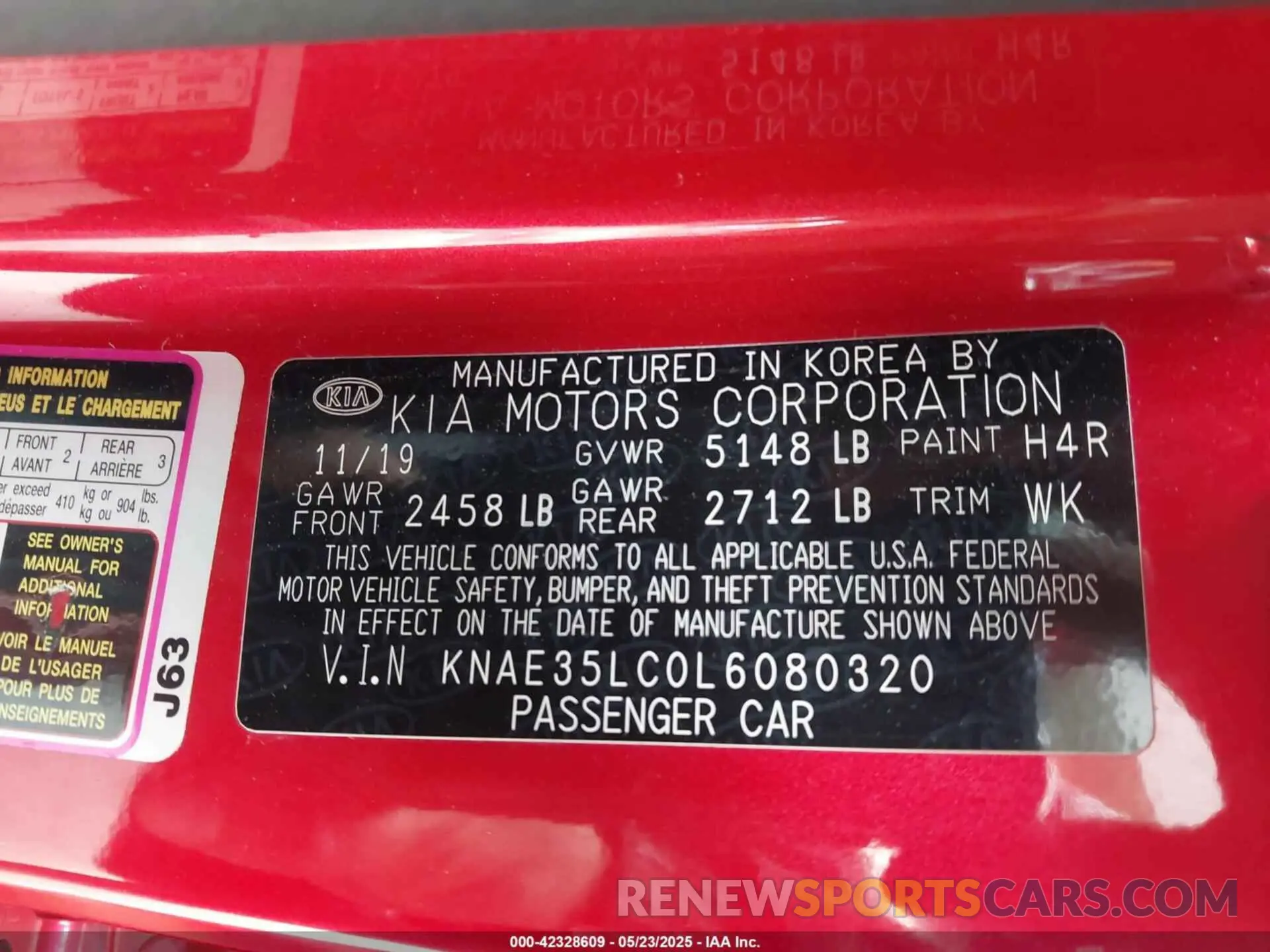9 fotografías del automóvil dañado KNAE35LC0L6080320 KIA STINGER 2020