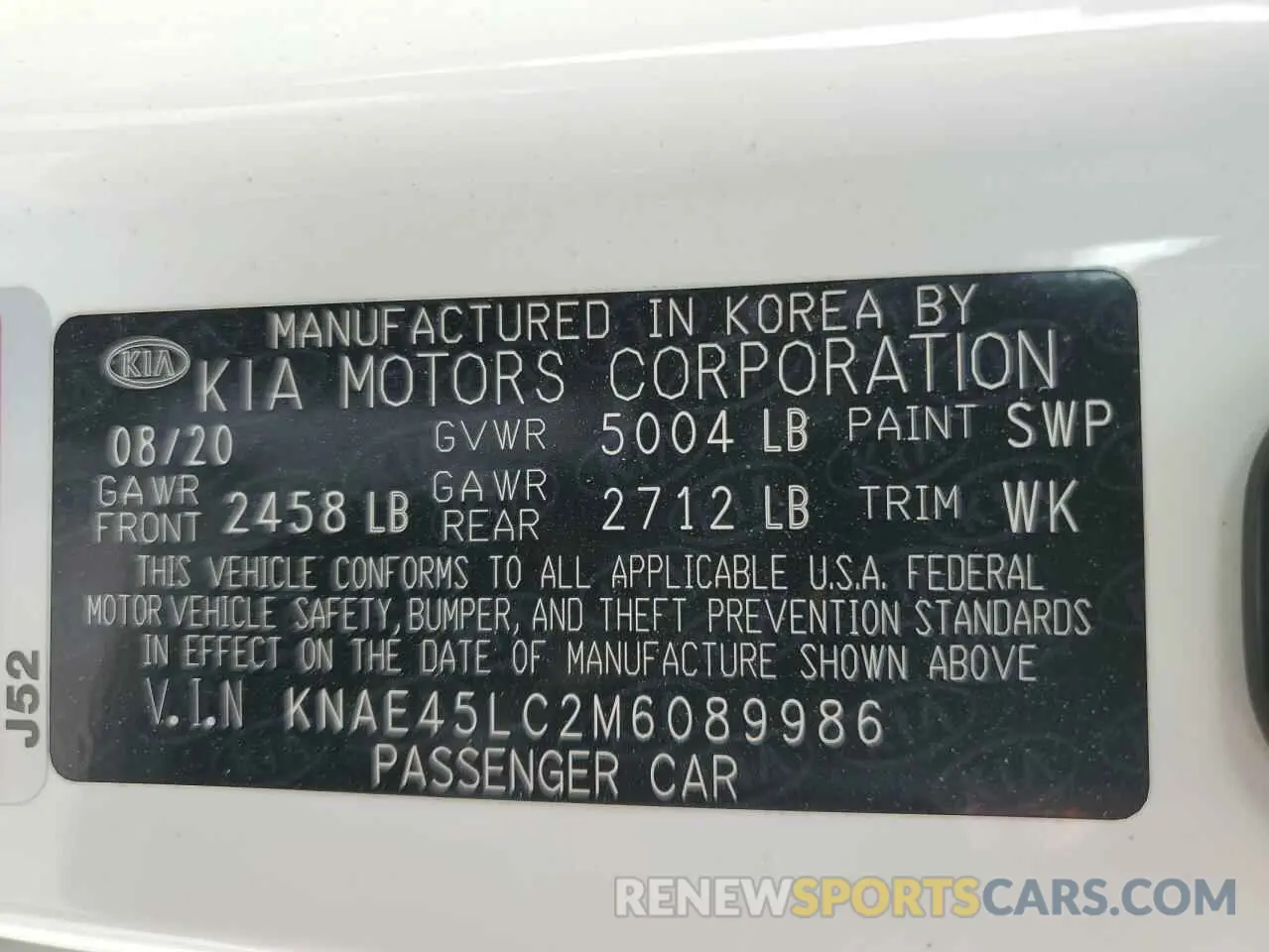 12 fotografías del automóvil dañado KNAE45LC2M6089986 KIA STINGER 2021
