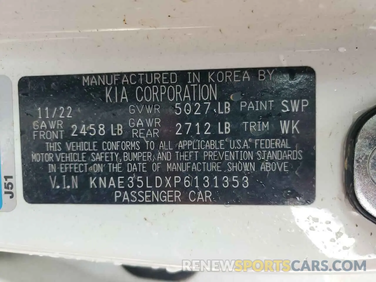 13 fotografías del automóvil dañado KNAE35LDXP6131353 KIA STINGER 2023