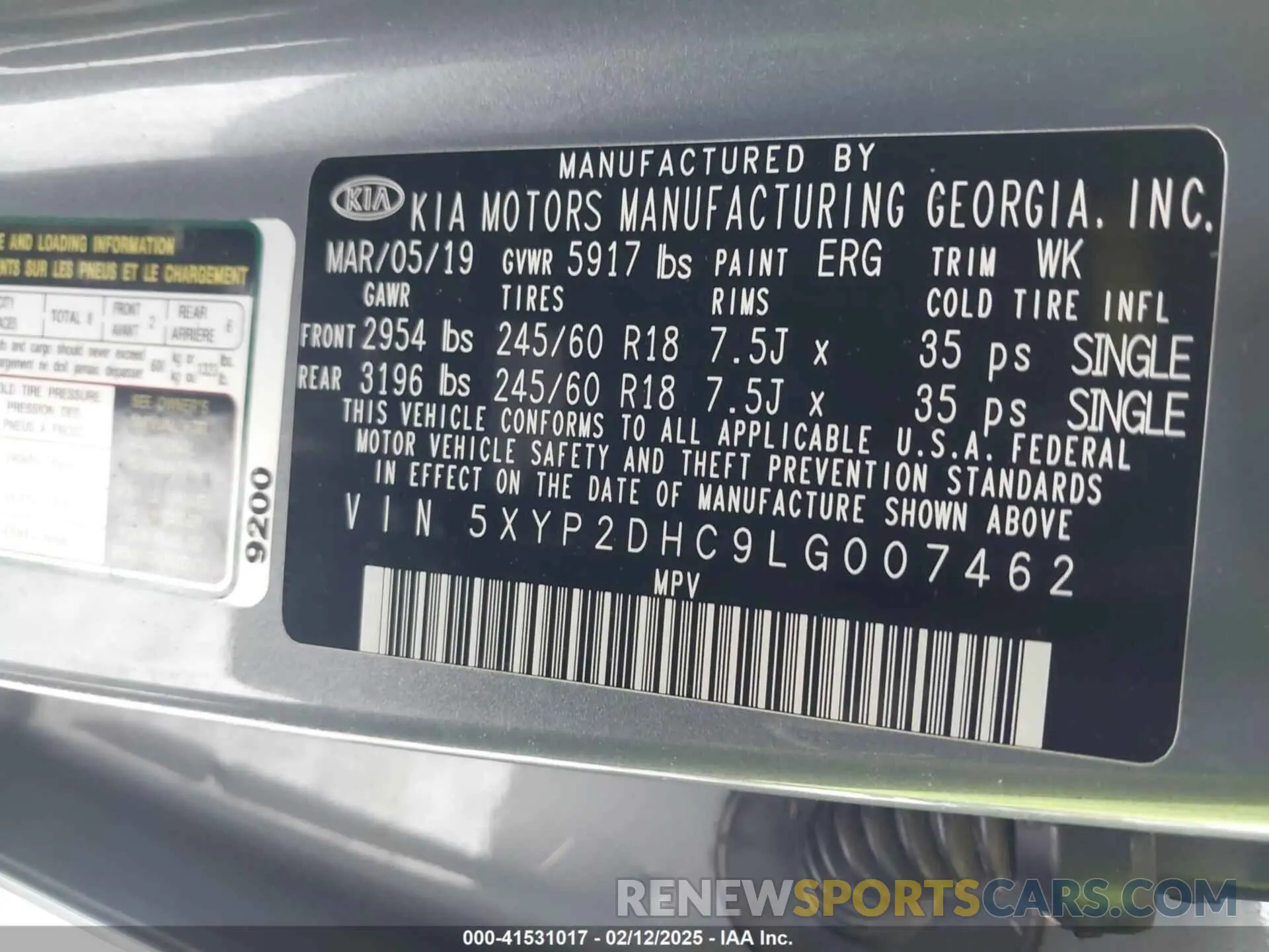 9 fotografías del automóvil dañado 5XYP2DHC9LG007462 KIA TELLURIDE 2020