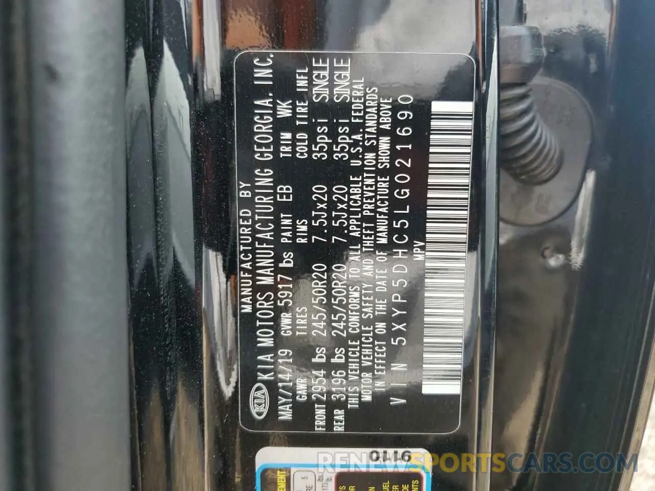 13 fotografías del automóvil dañado 5XYP5DHC5LG021690 KIA TELLURIDE 2020