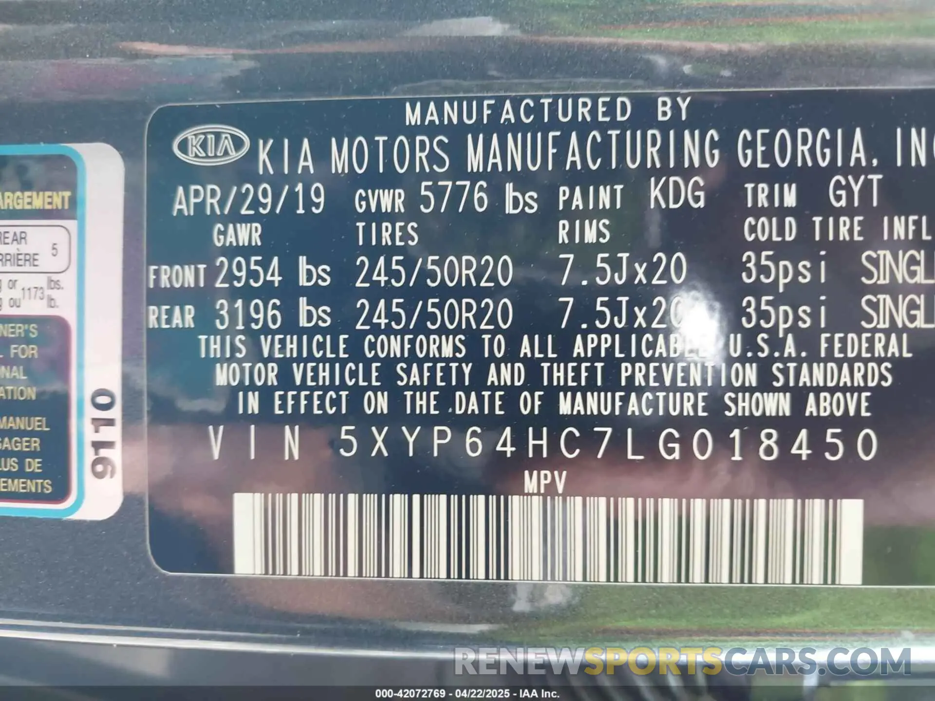 9 fotografías del automóvil dañado 5XYP64HC7LG018450 KIA TELLURIDE 2020