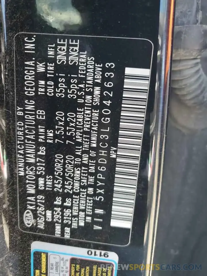 13 fotografías del automóvil dañado 5XYP6DHC3LG042633 KIA TELLURIDE 2020