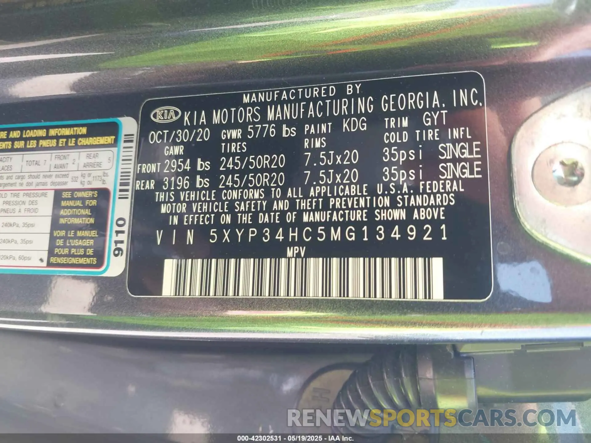 9 fotografías del automóvil dañado 5XYP34HC5MG134921 KIA TELLURIDE 2021