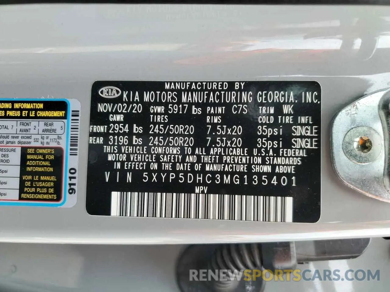 14 fotografías del automóvil dañado 5XYP5DHC3MG135401 KIA TELLURIDE 2021