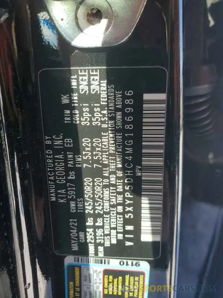 14 fotografías del automóvil dañado 5XYP5DHC4MG186986 KIA TELLURIDE 2021
