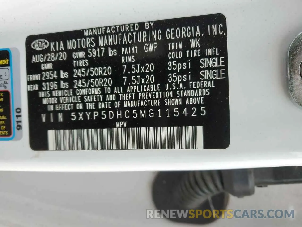 13 fotografías del automóvil dañado 5XYP5DHC5MG115425 KIA TELLURIDE 2021