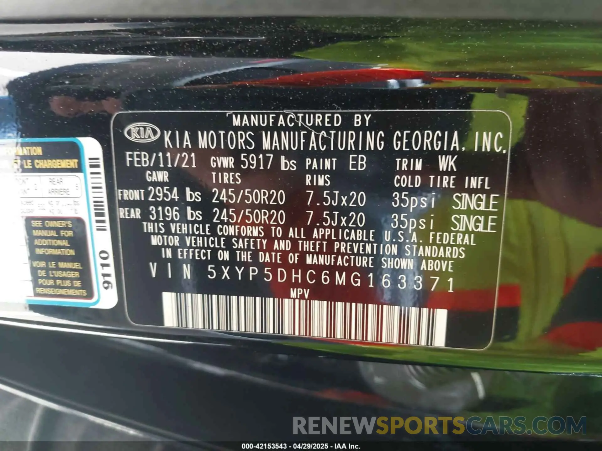 9 fotografías del automóvil dañado 5XYP5DHC6MG163371 KIA TELLURIDE 2021