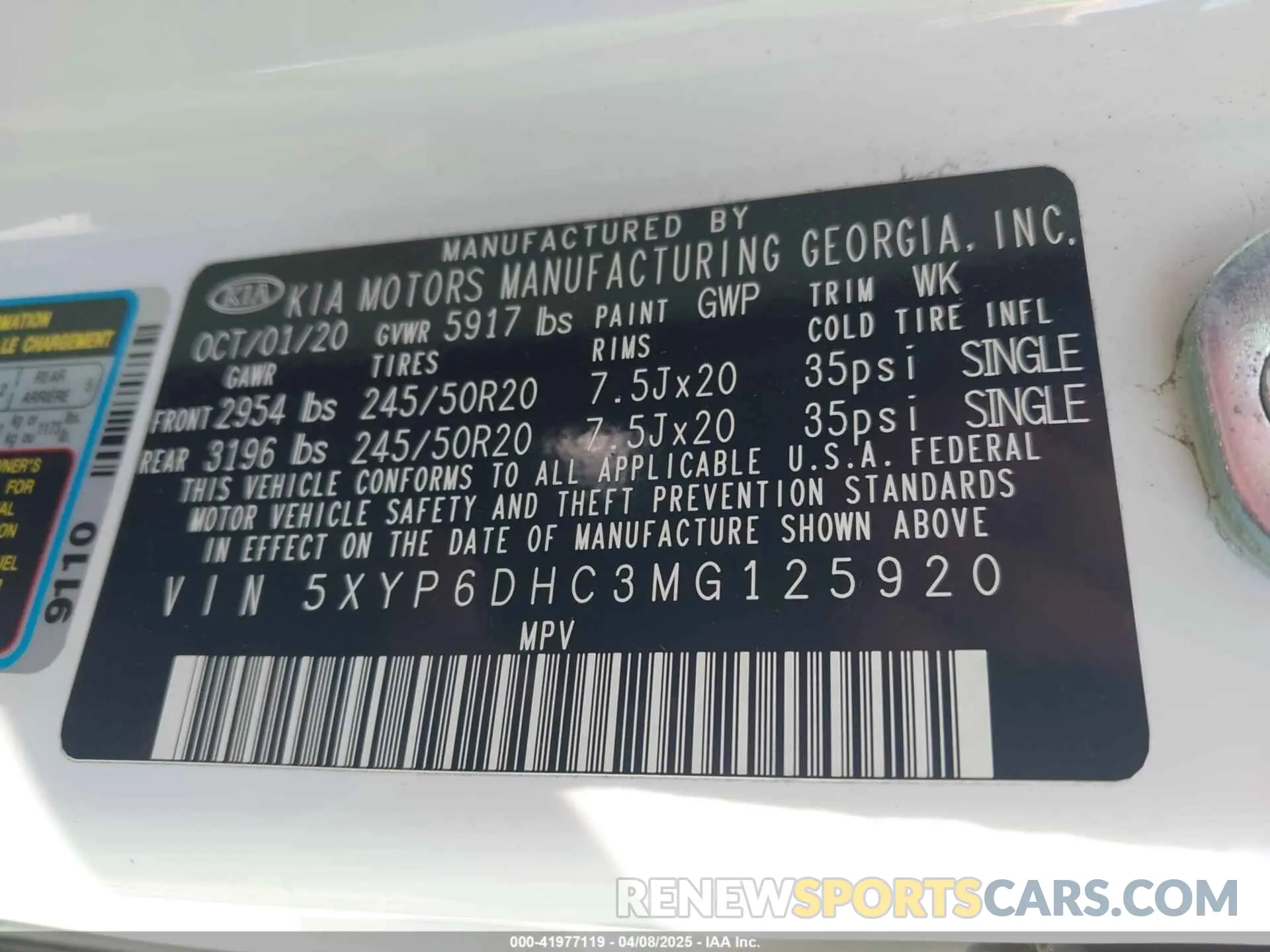 9 fotografías del automóvil dañado 5XYP6DHC3MG125920 KIA TELLURIDE 2021