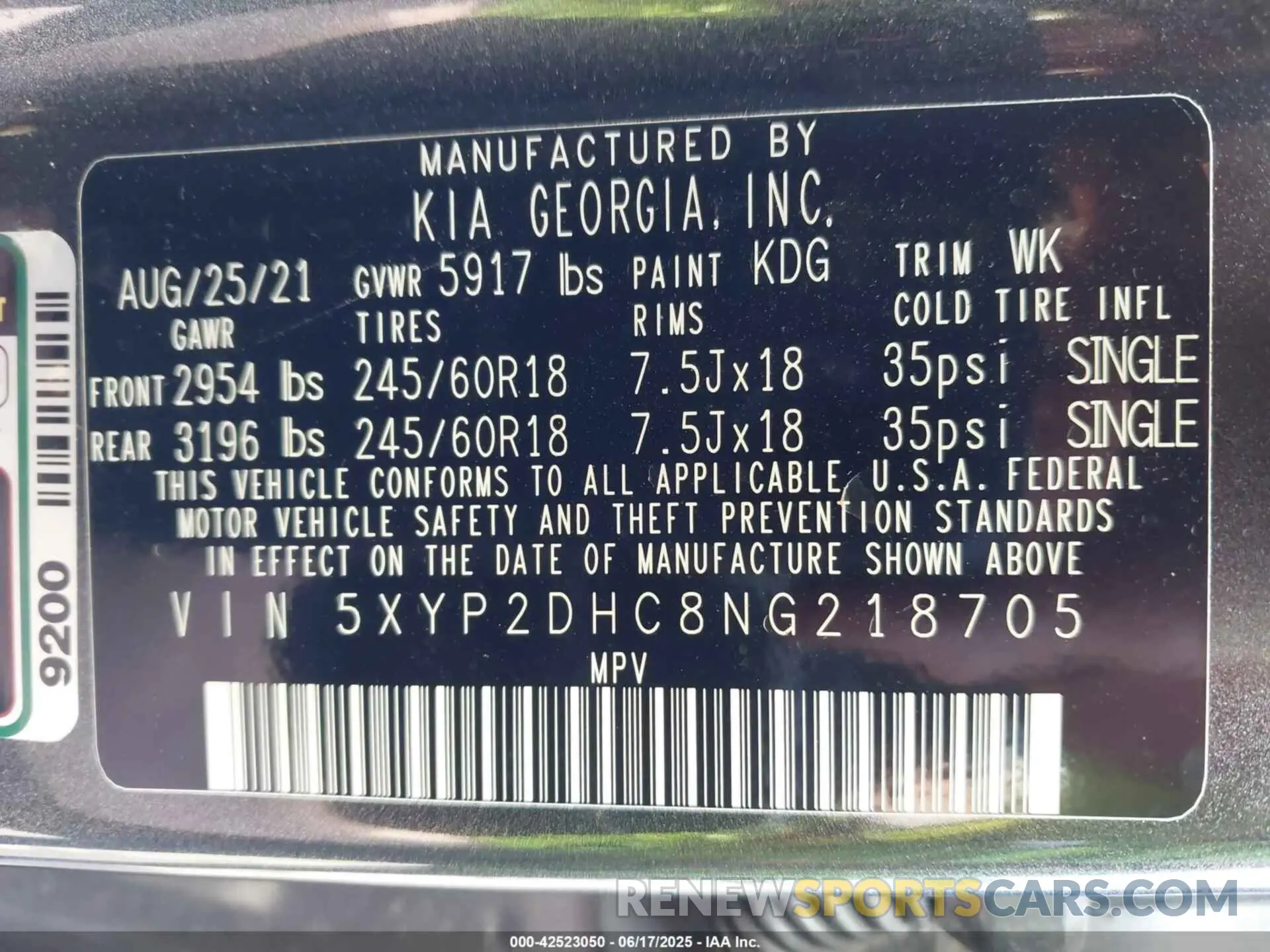 9 fotografías del automóvil dañado 5XYP2DHC8NG218705 KIA TELLURIDE 2022