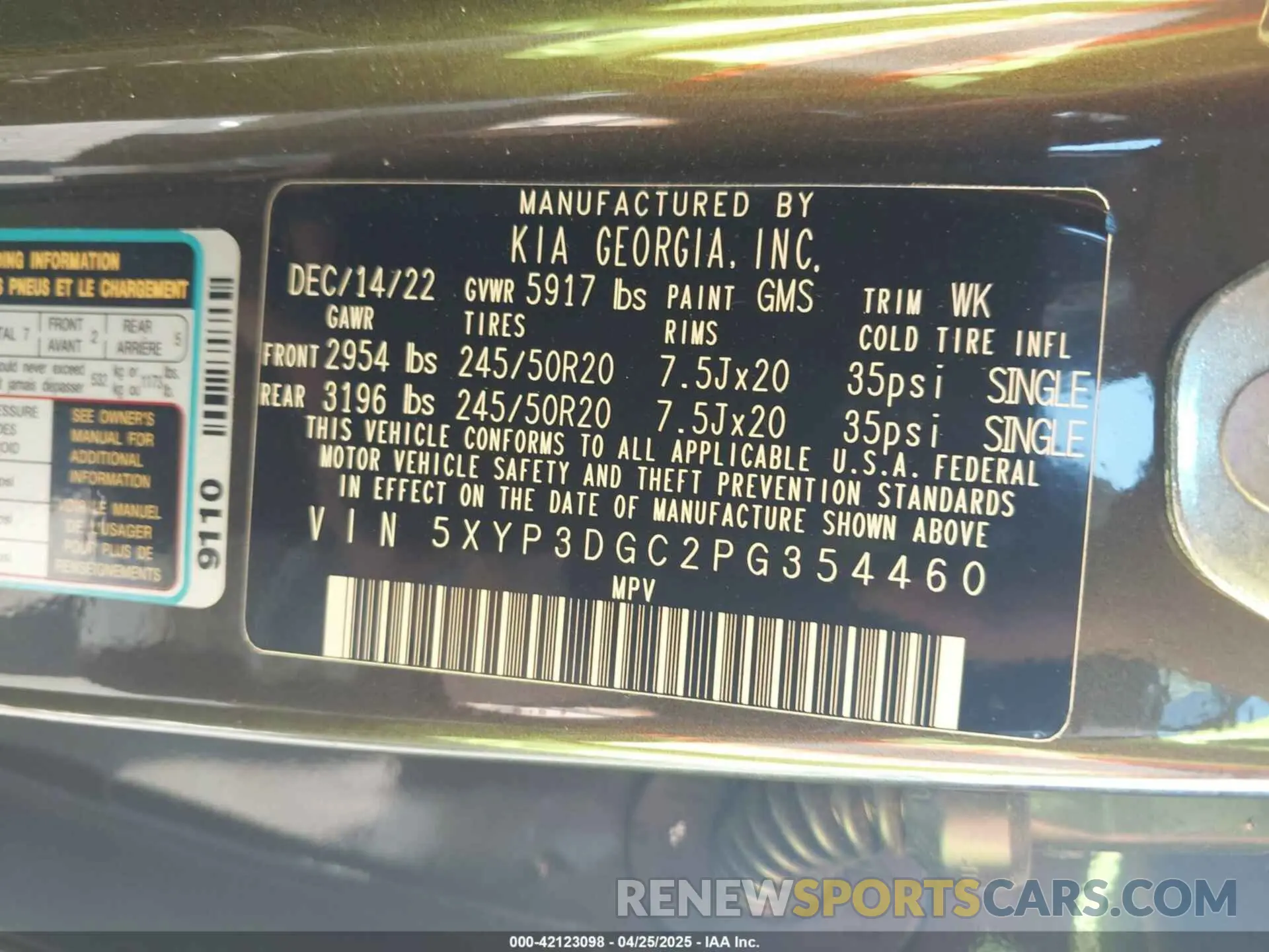9 fotografías del automóvil dañado 5XYP3DGC2PG354460 KIA TELLURIDE 2023