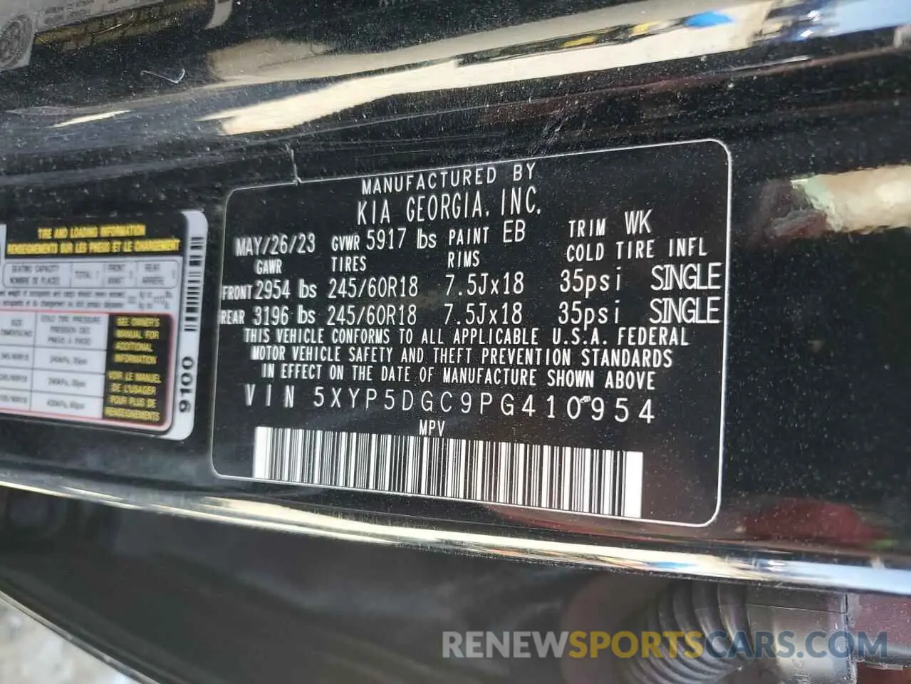 14 fotografías del automóvil dañado 5XYP5DGC9PG410954 KIA TELLURIDE 2023