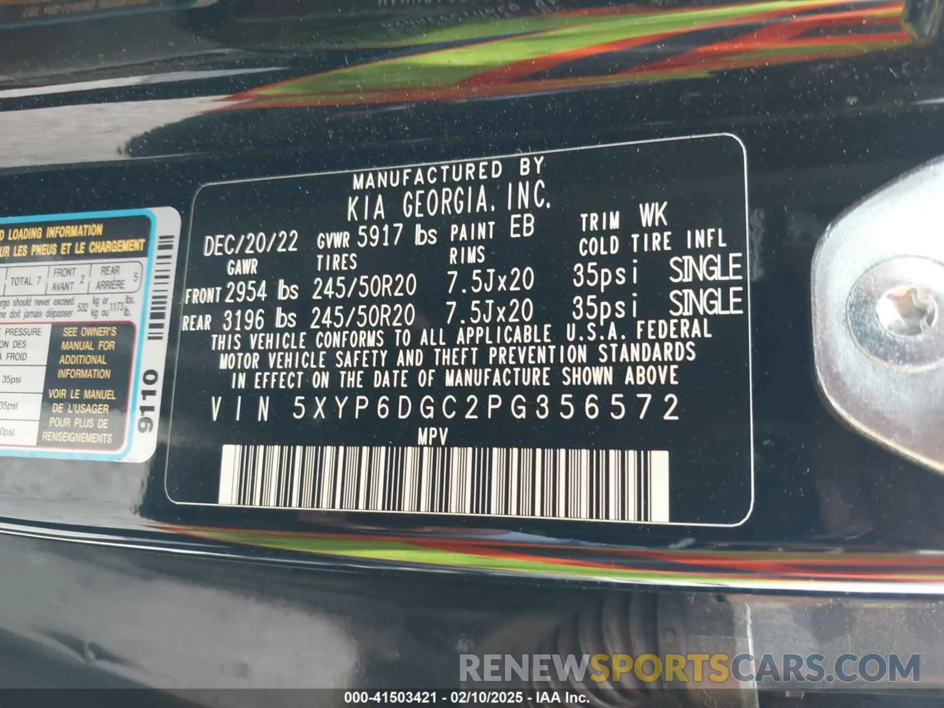 9 fotografías del automóvil dañado 5XYP6DGC2PG356572 KIA TELLURIDE 2023