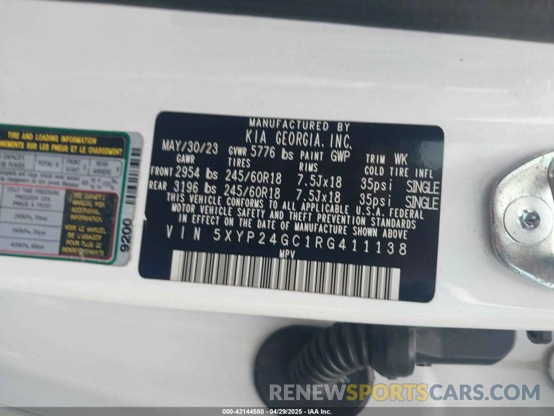 9 fotografías del automóvil dañado 5XYP24GC1RG411138 KIA TELLURIDE 2024