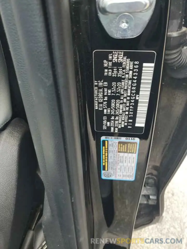 13 fotografías del automóvil dañado 5XYP34GC6RG443368 KIA TELLURIDE 2024