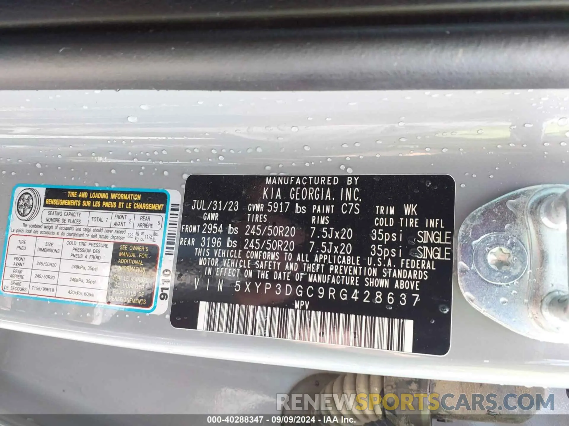 9 fotografías del automóvil dañado 5XYP3DGC9RG428637 KIA TELLURIDE 2024