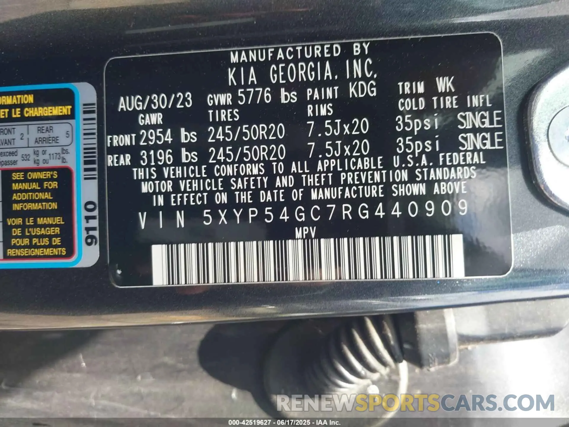 9 fotografías del automóvil dañado 5XYP54GC7RG440909 KIA TELLURIDE 2024