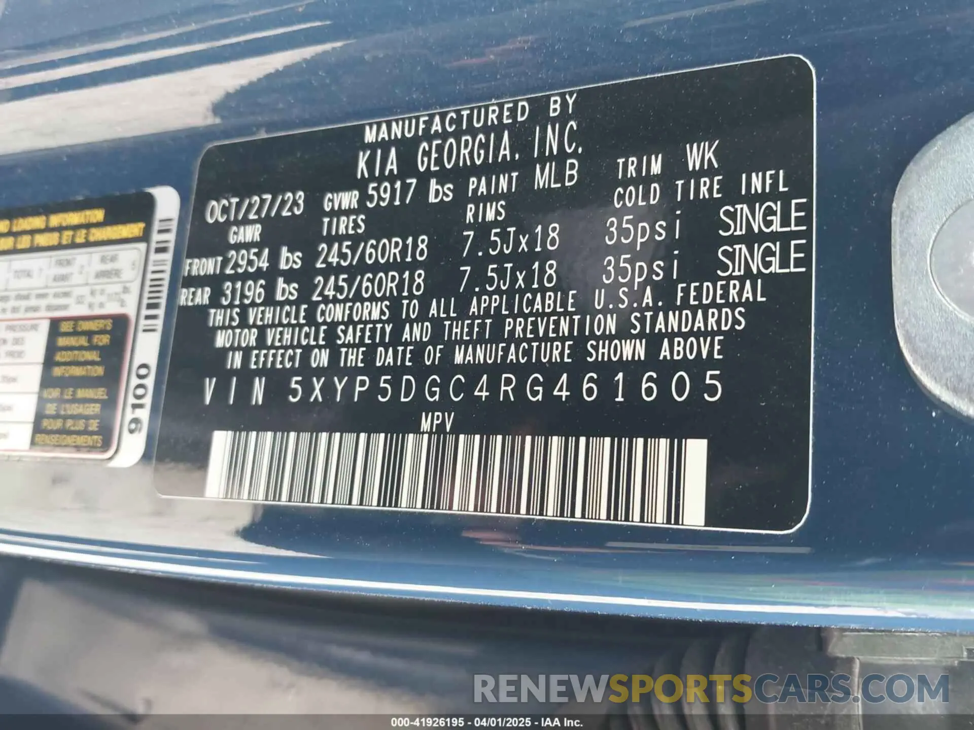 9 fotografías del automóvil dañado 5XYP5DGC4RG461605 KIA TELLURIDE 2024