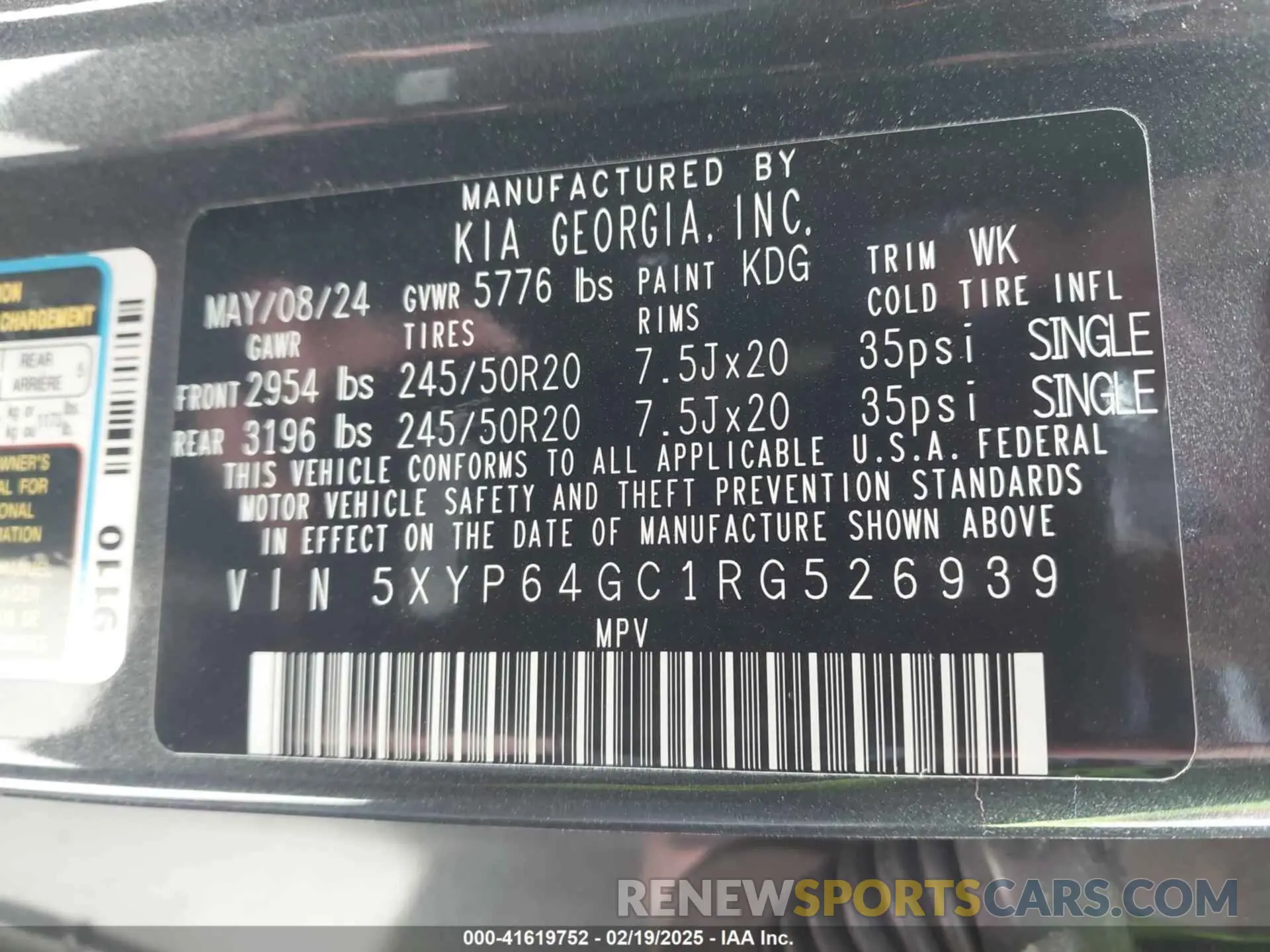 9 fotografías del automóvil dañado 5XYP64GC1RG526939 KIA TELLURIDE 2024