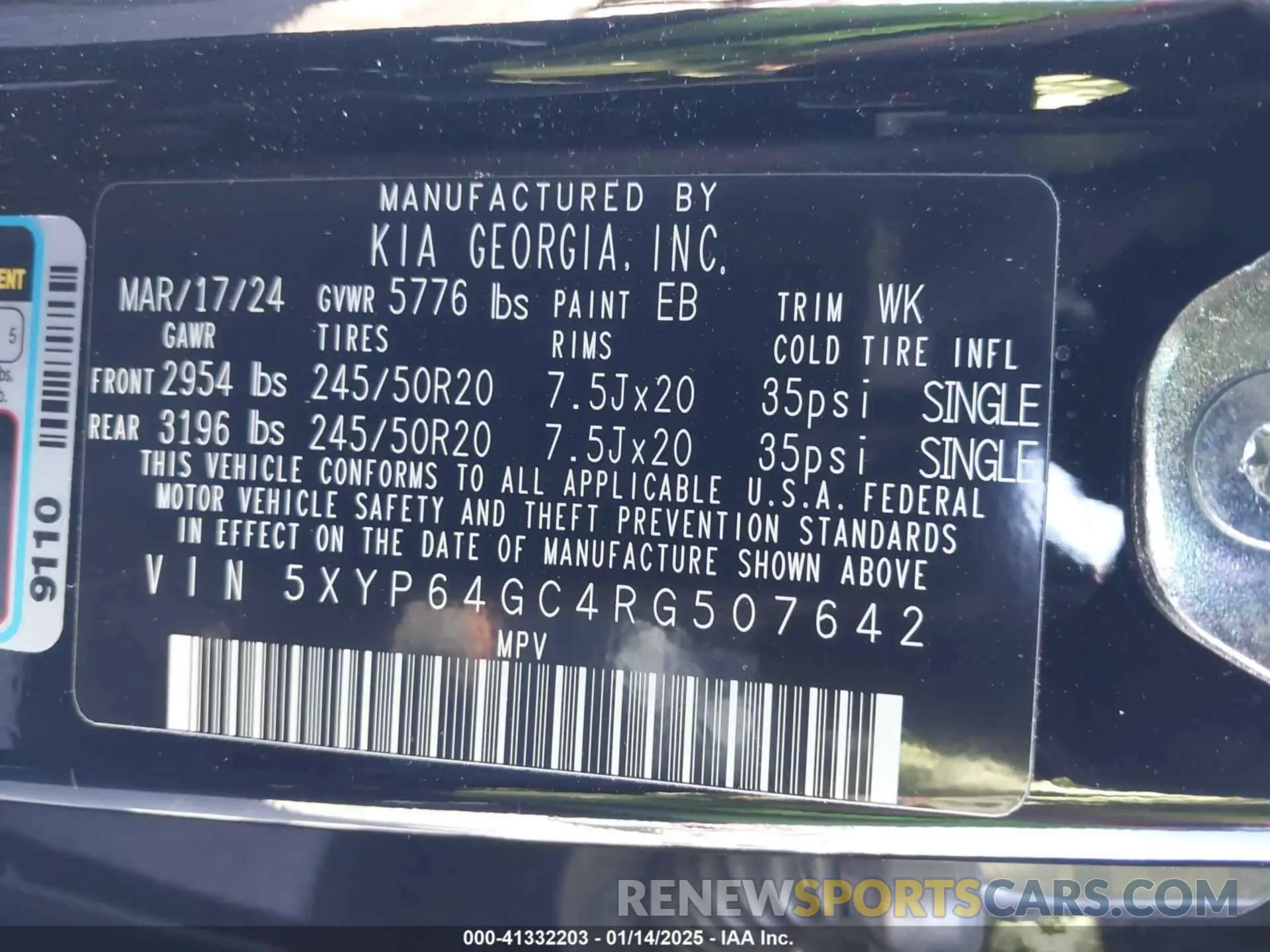 9 fotografías del automóvil dañado 5XYP64GC4RG507642 KIA TELLURIDE 2024