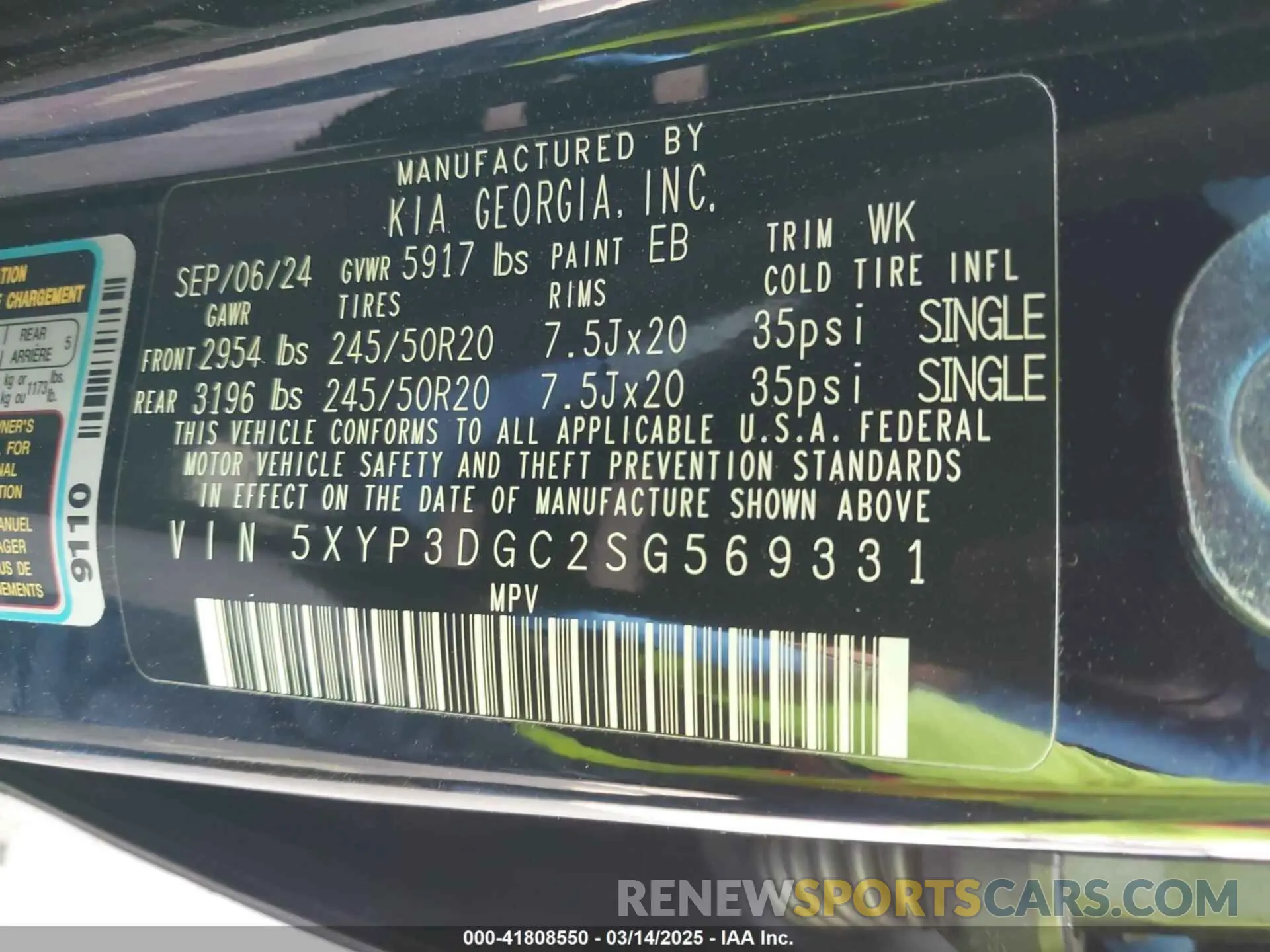 9 fotografías del automóvil dañado 5XYP3DGC2SG569331 KIA TELLURIDE 2025