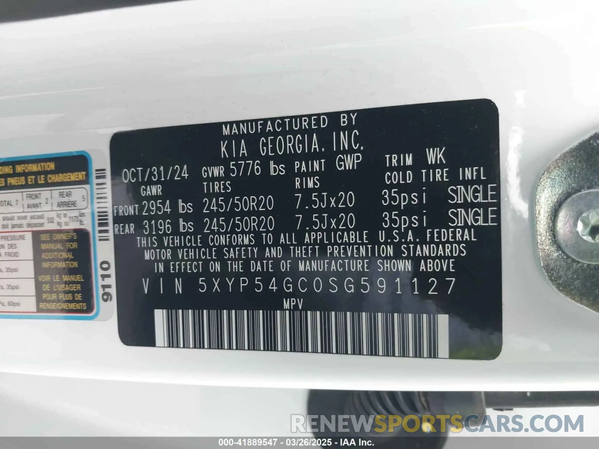 9 fotografías del automóvil dañado 5XYP54GC0SG591127 KIA TELLURIDE 2025