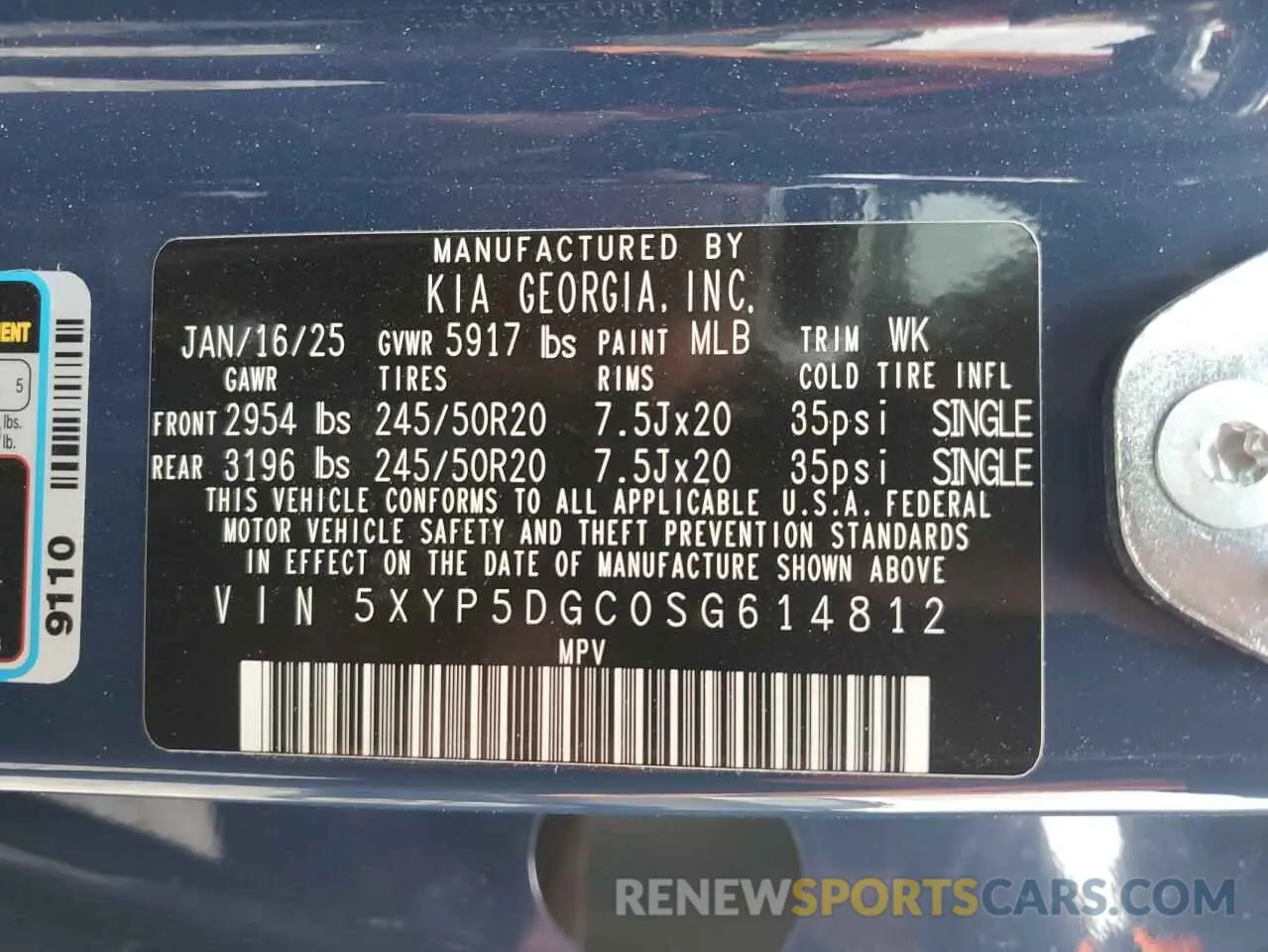 14 fotografías del automóvil dañado 5XYP5DGC0SG614812 KIA TELLURIDE 2025
