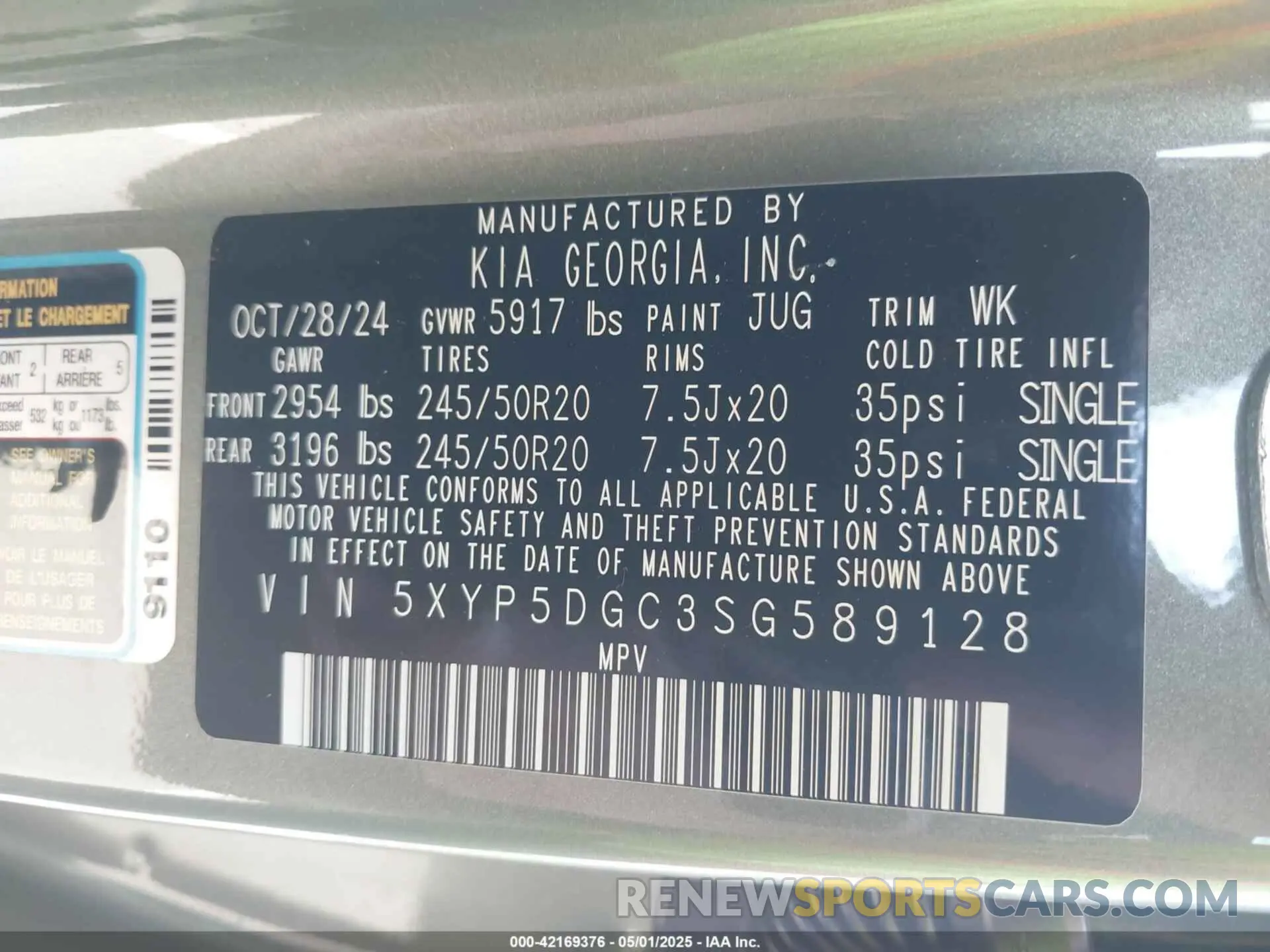 9 fotografías del automóvil dañado 5XYP5DGC3SG589128 KIA TELLURIDE 2025