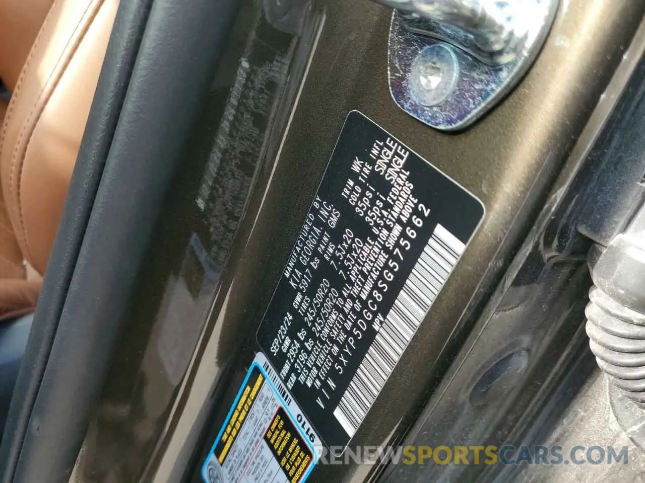 15 fotografías del automóvil dañado 5XYP5DGC8SG575662 KIA TELLURIDE 2025
