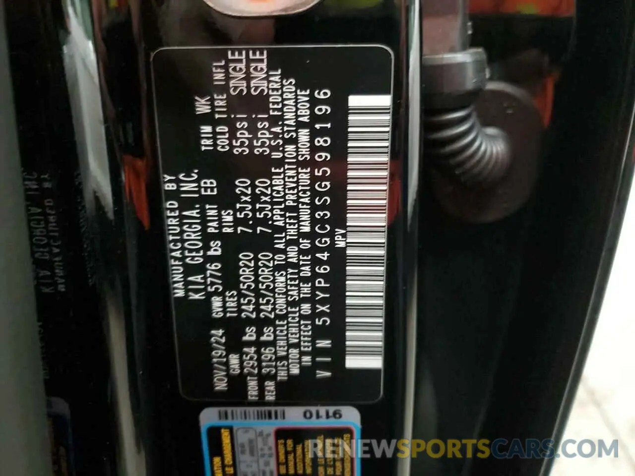 14 fotografías del automóvil dañado 5XYP64GC3SG598196 KIA TELLURIDE 2025