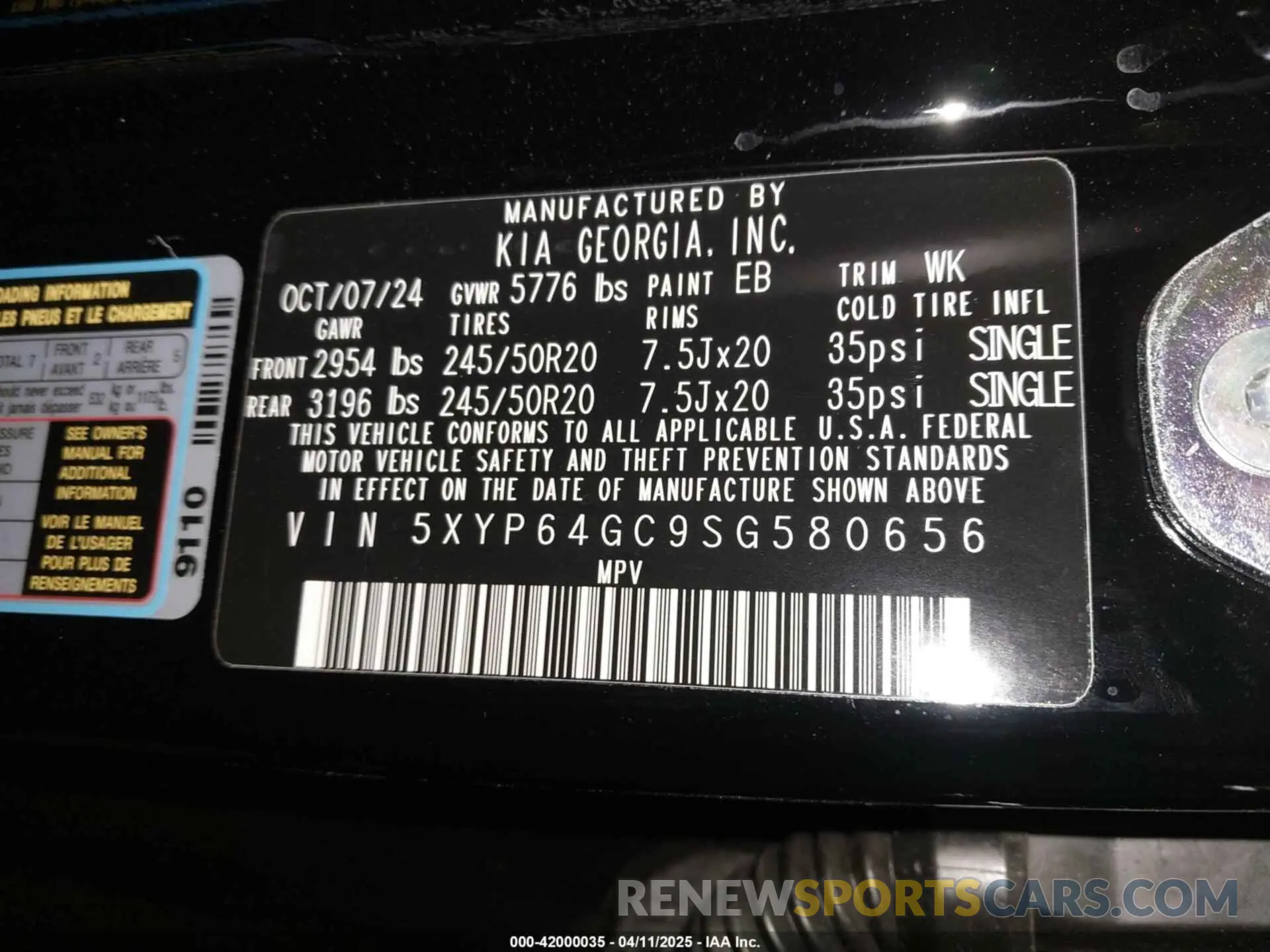 9 fotografías del automóvil dañado 5XYP64GC9SG580656 KIA TELLURIDE 2025