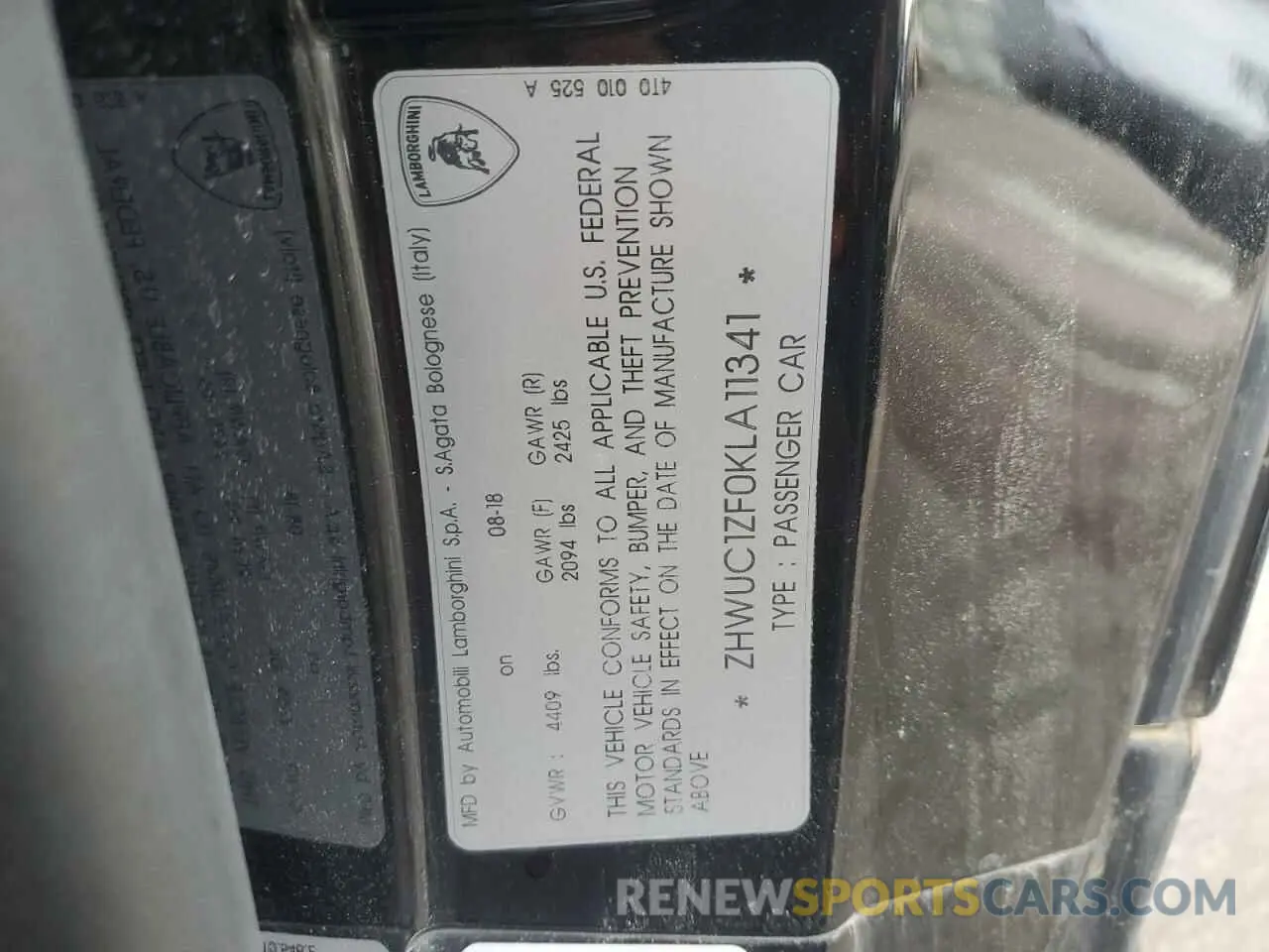 13 fotografías del automóvil dañado ZHWUC1ZF0KLA11341 LAMBORGHINI ALL MODELS 2019