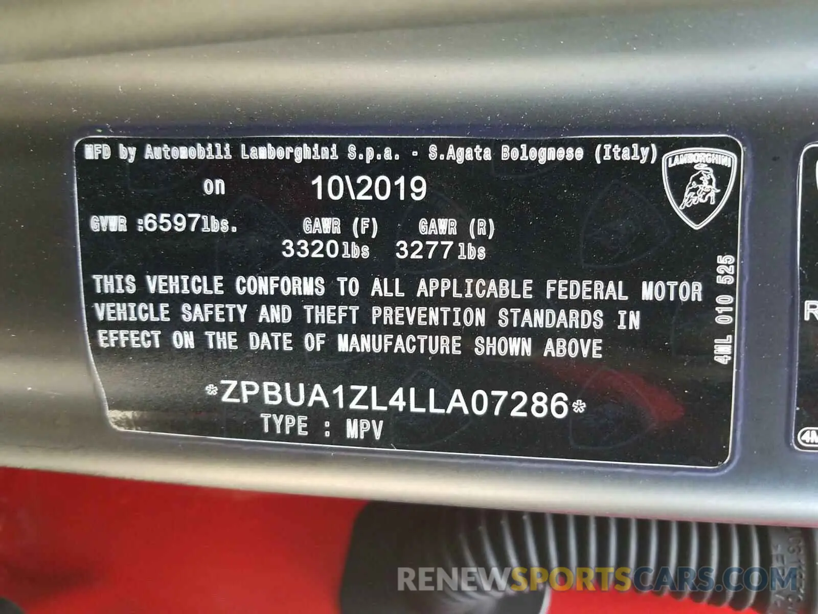 10 fotografías del automóvil dañado ZPBUA1ZL4LLA07286 LAMBORGHINI ALL MODELS 2020