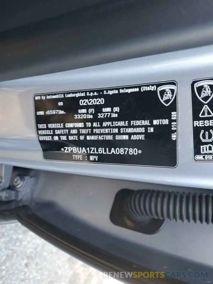 14 fotografías del automóvil dañado ZPBUA1ZL6LLA08780 LAMBORGHINI ALL MODELS 2020