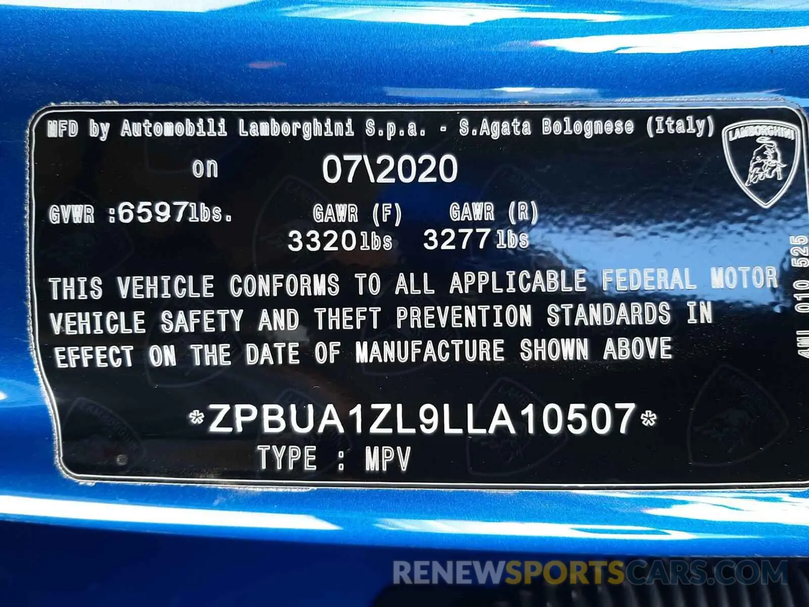 10 fotografías del automóvil dañado ZPBUA1ZL9LLA10507 LAMBORGHINI ALL MODELS 2020