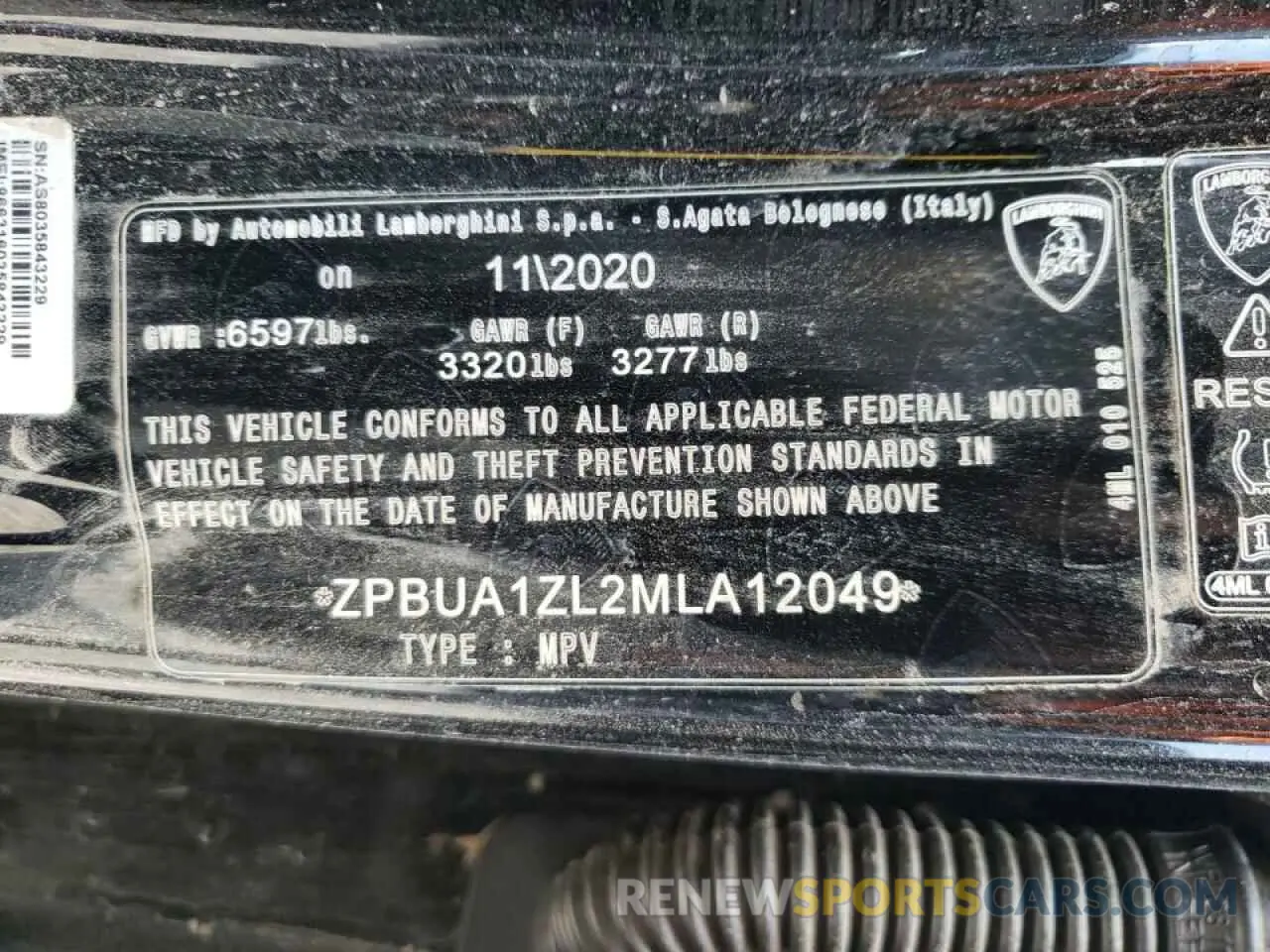 10 fotografías del automóvil dañado ZPBUA1ZL2MLA12049 LAMBORGHINI ALL MODELS 2021