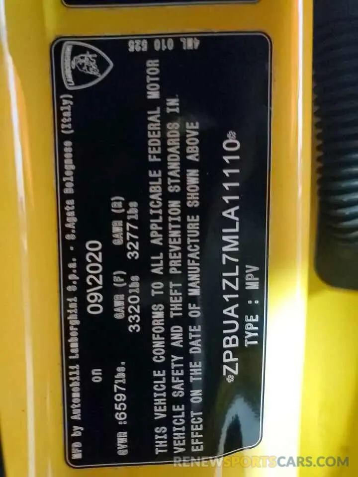 13 fotografías del automóvil dañado ZPBUA1ZL7MLA11110 LAMBORGHINI ALL MODELS 2021