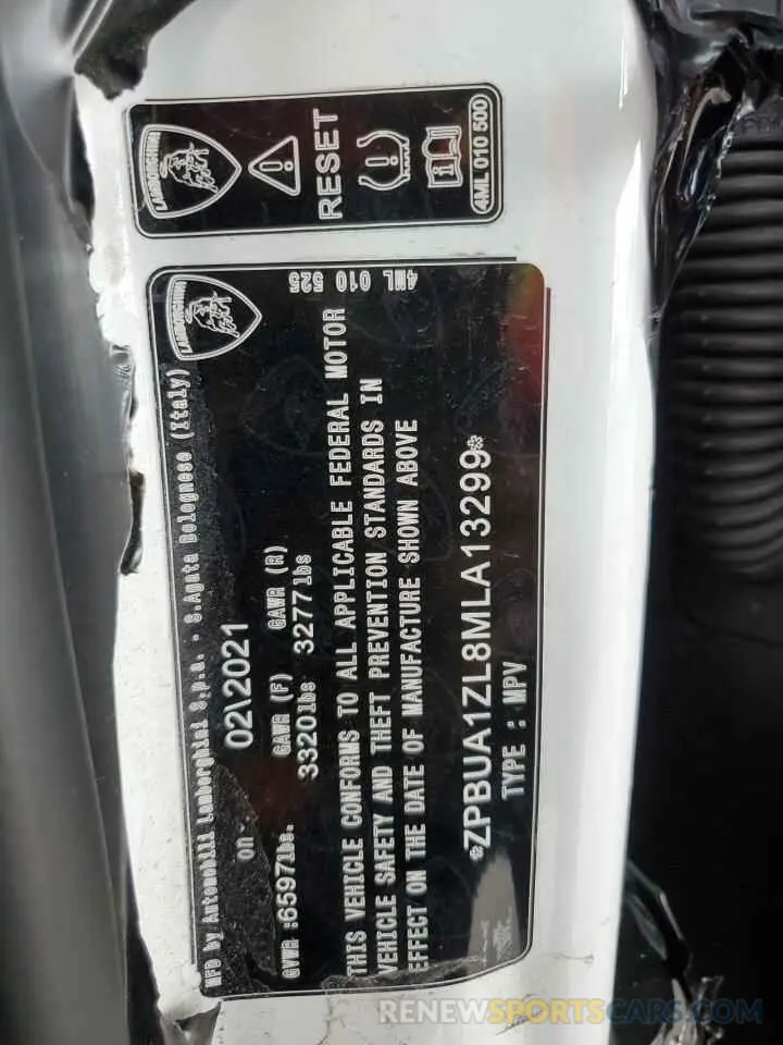 14 fotografías del automóvil dañado ZPBUA1ZL8MLA13299 LAMBORGHINI ALL MODELS 2021