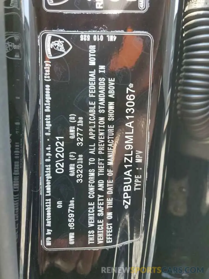 13 fotografías del automóvil dañado ZPBUA1ZL9MLA13067 LAMBORGHINI ALL MODELS 2021