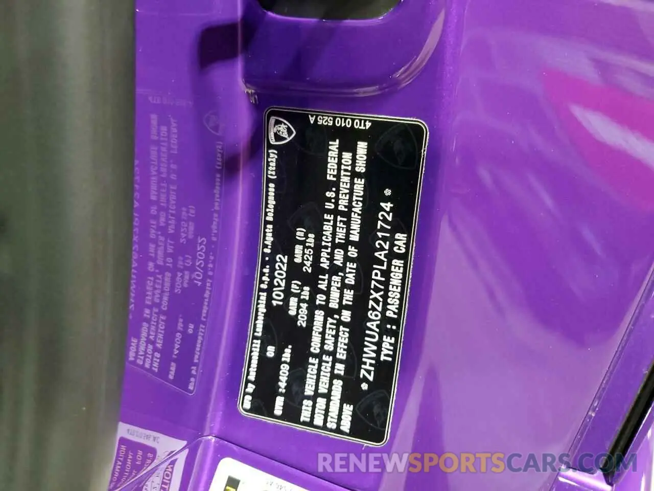 20 fotografías del automóvil dañado ZHWUA6ZX7PLA21724 LAMBORGHINI HURACAN ST 2023