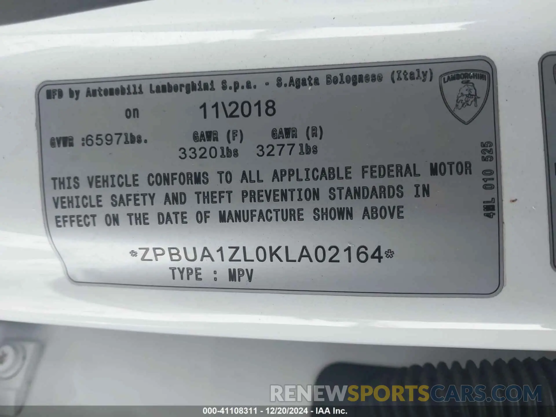9 fotografías del automóvil dañado ZPBUA1ZL0KLA02164 LAMBORGHINI URUS 2019