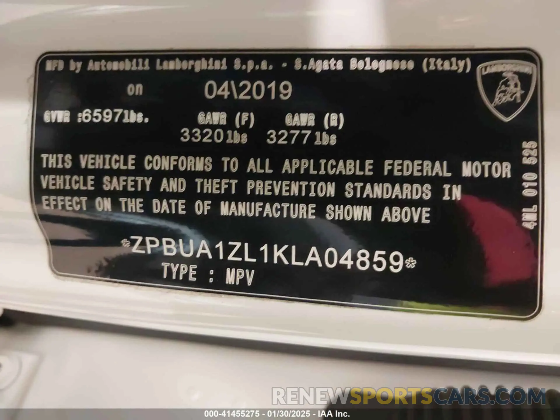 17 fotografías del automóvil dañado ZPBUA1ZL1KLA04859 LAMBORGHINI URUS 2019